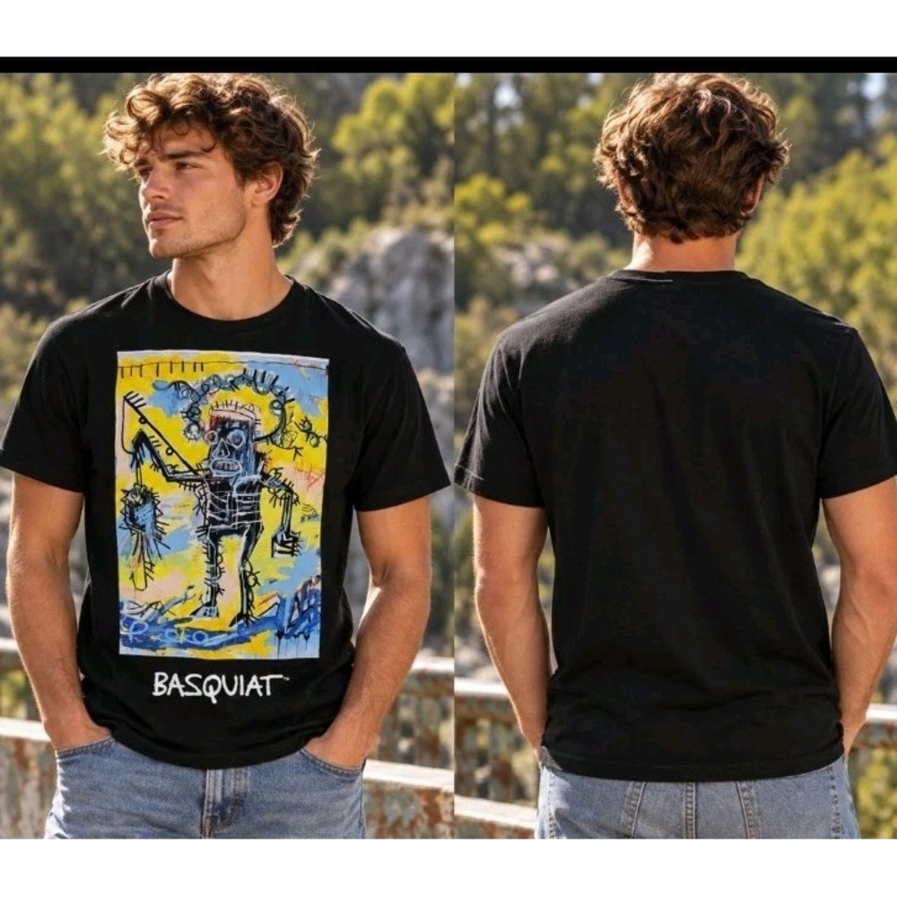 Reason Clothing x Jean-Michel Basquiat "Fisherman" graphic t-shirt Black Mens M
